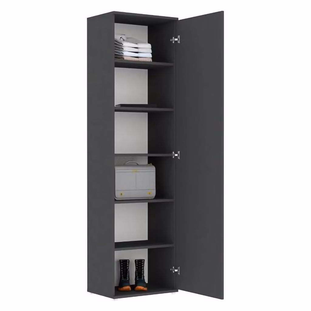 Armadio Multiuso Lerosota DMORA con 1 Anta e 5 Ripiani, Nero Antracite, L/P/H: 50 x 35 x 185 cm – 2