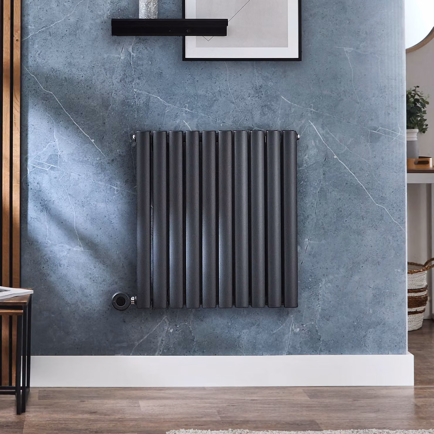 Radiatore Elettrico di Design Orizzontale - Antracite - 635mm x 413mm (Pannello Singolo) - Senza Termostato - Revive - ECOSO by Hudson Reed