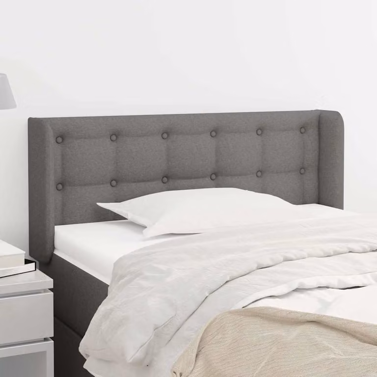 Testiera ad orecchio vidaXL in tessuto grigio scuro con struttura in legno L: 93 cm, P: 16 cm, H: 78-88 cm