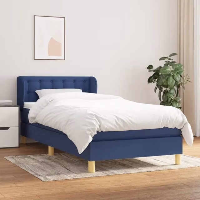 Giroletto a Molle con Materasso-Struttura Letto con Materasso Blu 80x200 cm inTessuto 835748