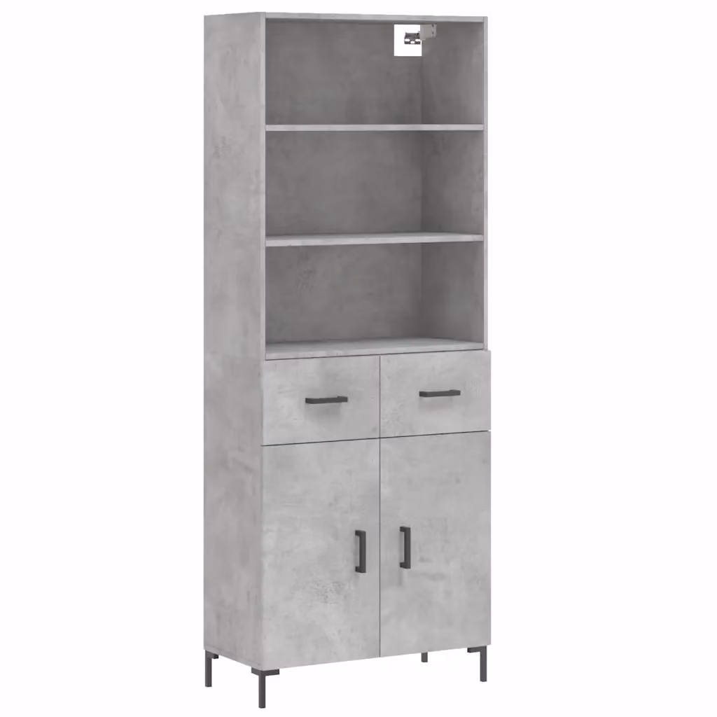 Credenza moderna vidaXL in legno e metallo, colore grigio, L: 69,5 cm, P: 34 cm, H: 180 cm – 2