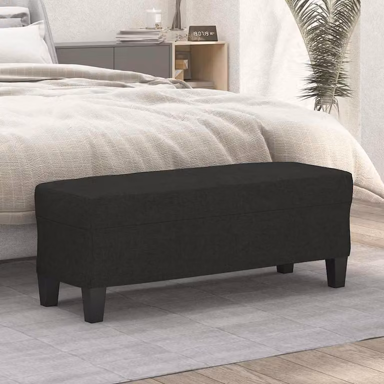 Panca moderna vidaXL in tessuto nero con struttura in legno L: 100 cm, P: 35 cm, H: 41 cm