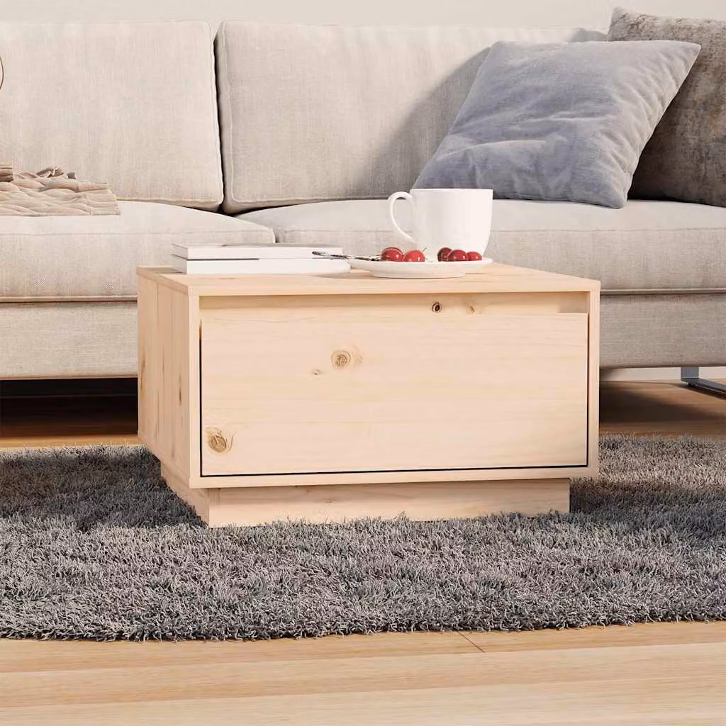 vidaXL Tavolino da Salotto in Legno di Pino Beige L: 55 cm, P: 56 cm, H: 32 cm