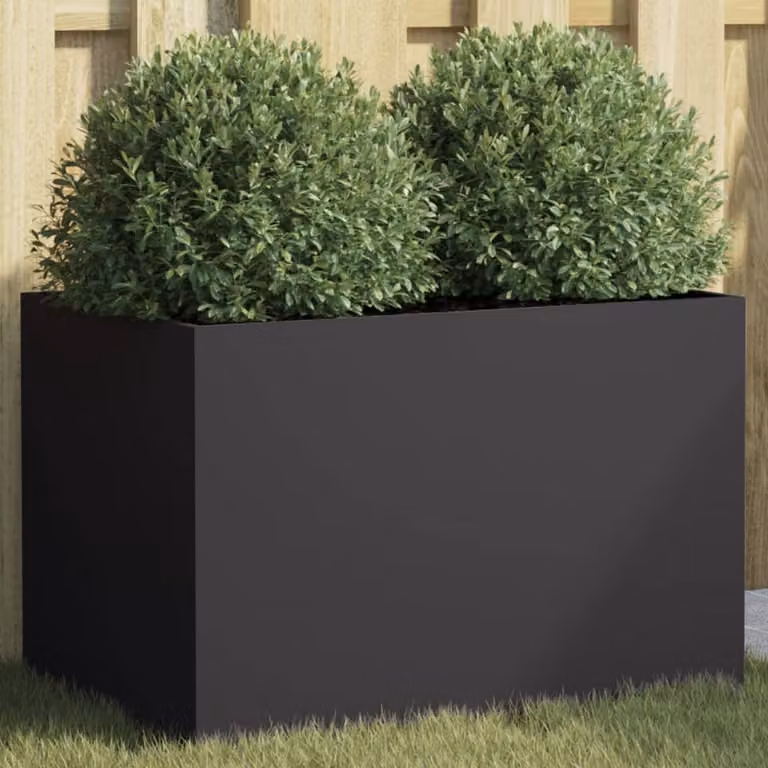 Fioriera vidaXL in acciaio nera L: 62 cm, P: 30 cm, H: 29 cm