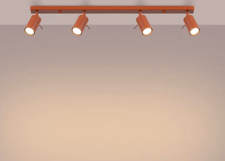 Lampada da soffitto RING 4L rosso ocra 4xGU10 10W acciaio 17x6x81cm Sollux Lighting