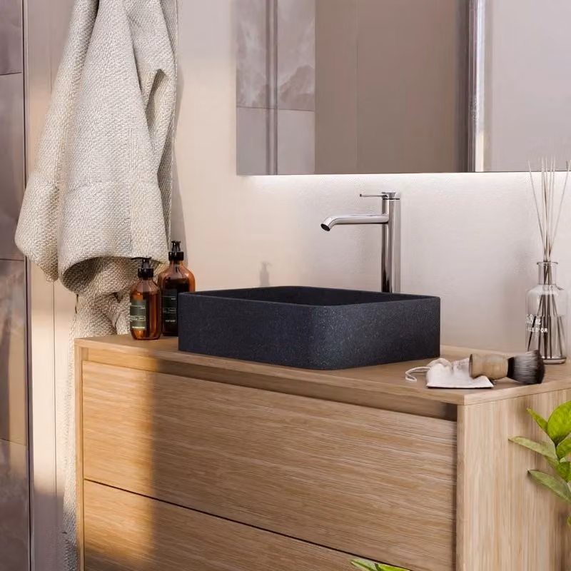 Lavabo da appoggio rettangolare in ceramica Idrobric nero L: 40,6 cm, P: 30,4 cm, H: 10,1 cm – 2