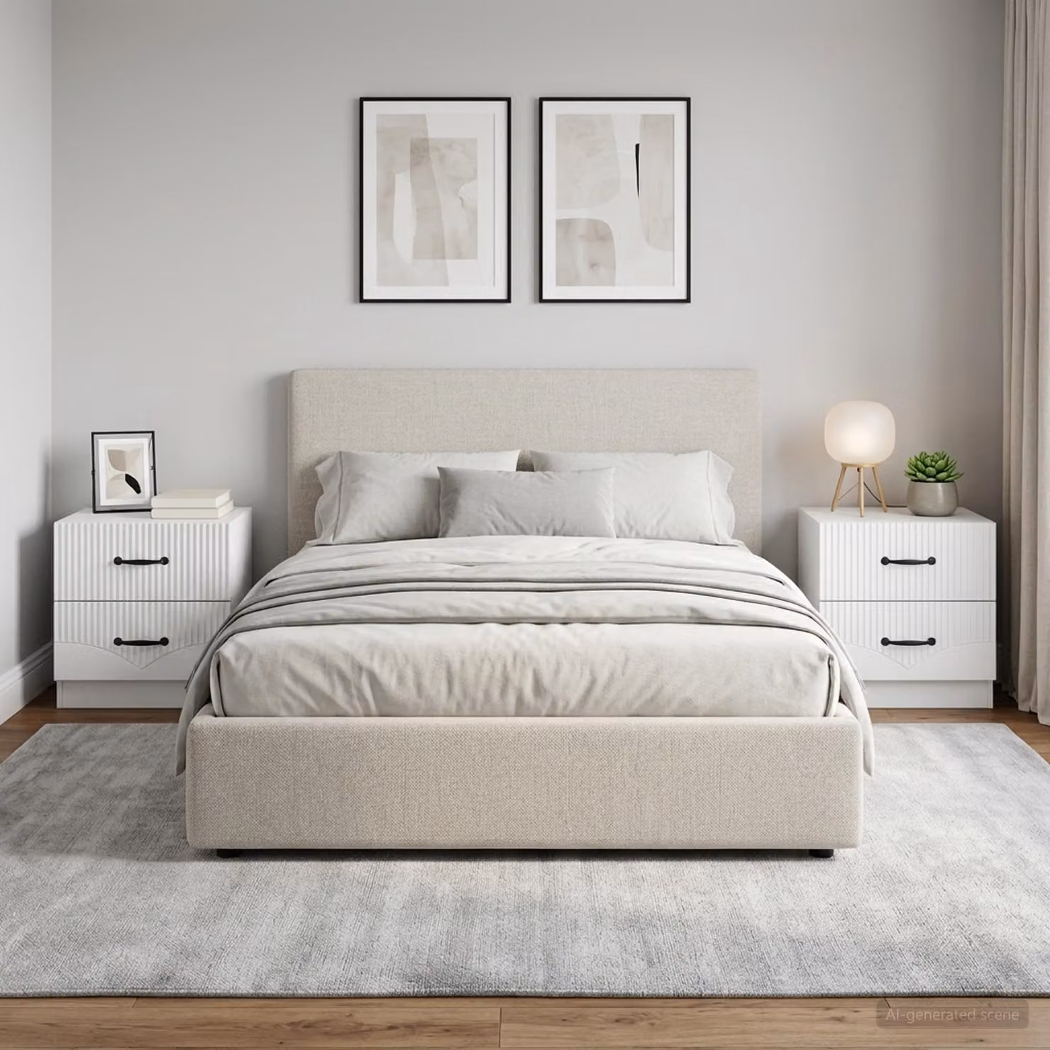 Set di 2 Armadi da Notte vidaXL Bianchi in MDF L/P/H: 43 x 34,5 x 44,5 cm