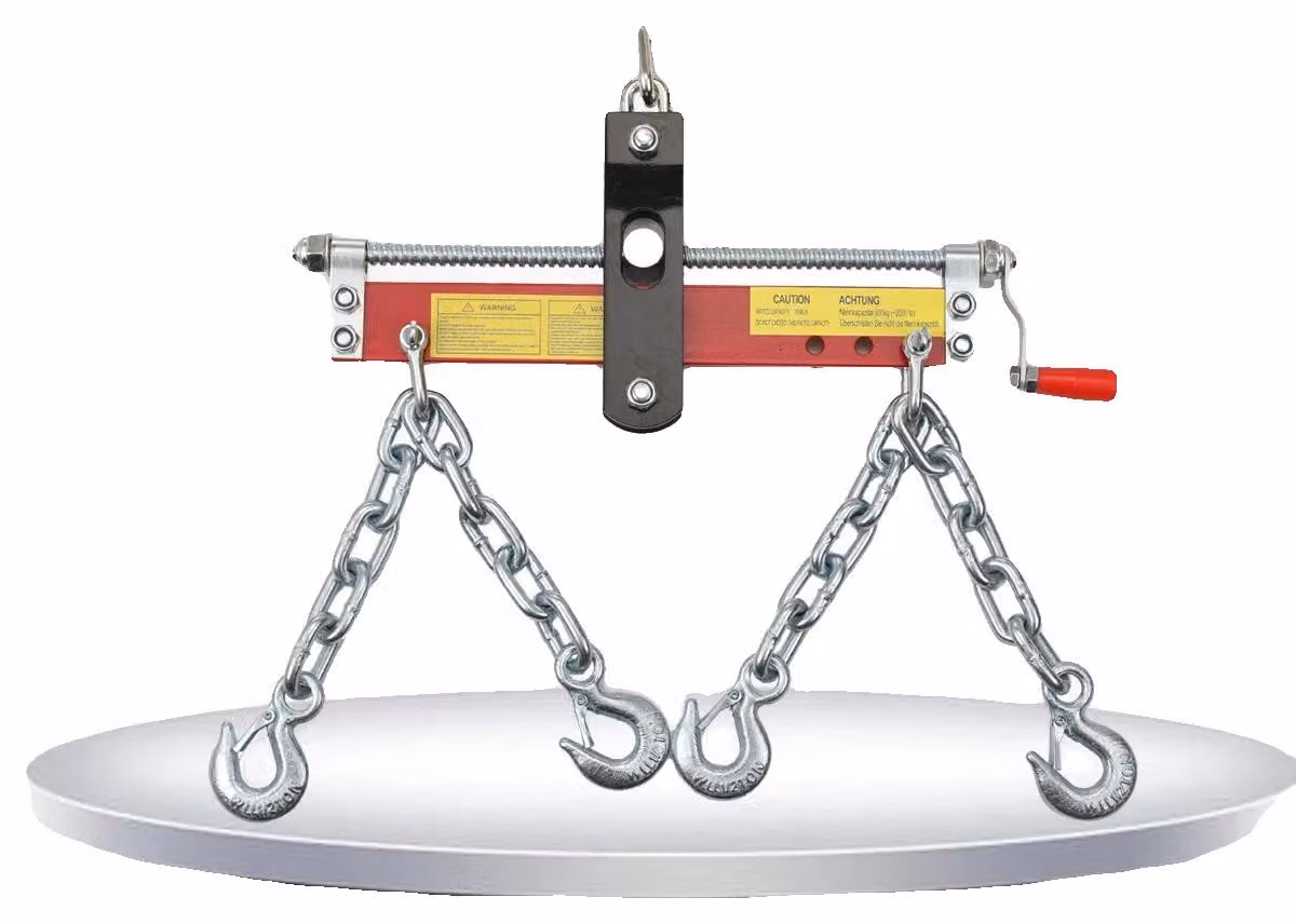 Sollevatore per motori, capacità massima di sollevamento: 900 kg, apertura dell'uncino: 20 mm, lunghezza della catena: 30 cm, campo di lavoro: da 260 mm a 315 mm, peso del pacco: 6,3 kg