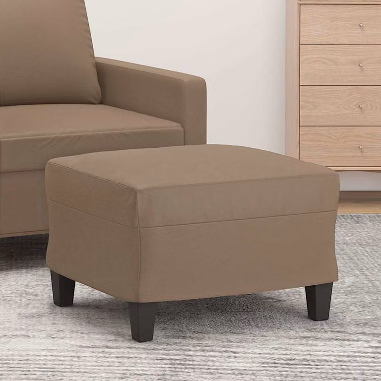 Poggiapiedi vidaXL in similpelle color cappuccino, L 60 cm x P 50 cm x H 41 cm