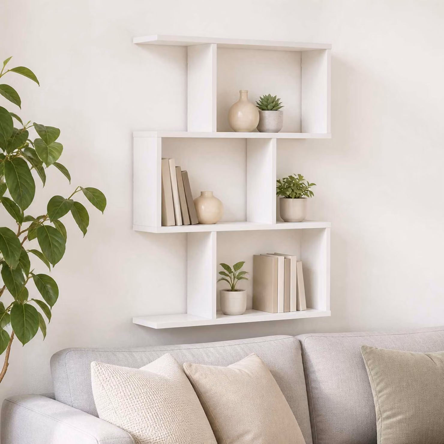 Scaffale da parete vidaXL Bianco in legno e MDF con pannello posteriore L: 72 cm, P: 17 cm, H: 105 cm