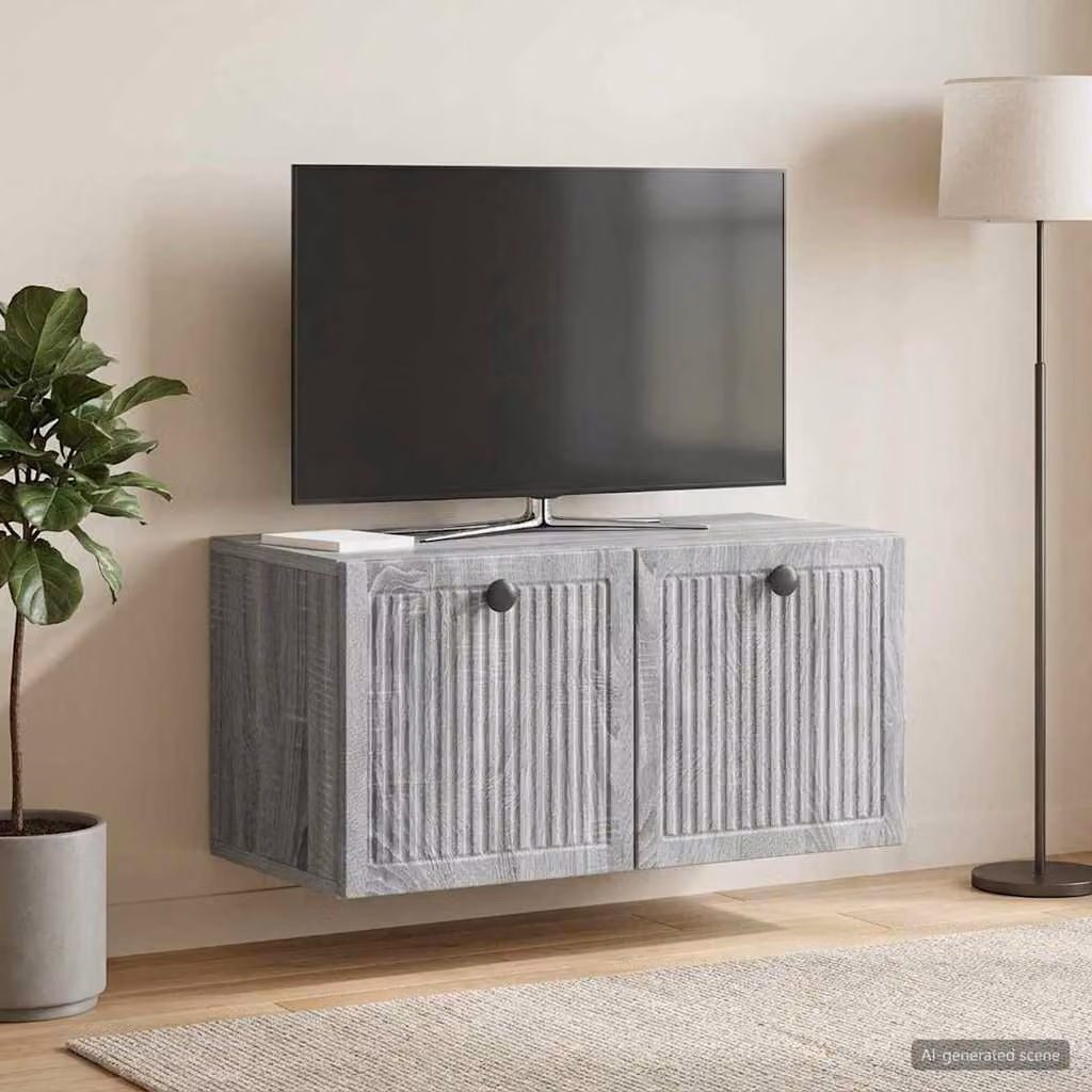 Mobile Porta TV da Muro vidaXL Grigio, Design Moderno con Scomparti Media, L 59,5 x P 31 x H 30 cm