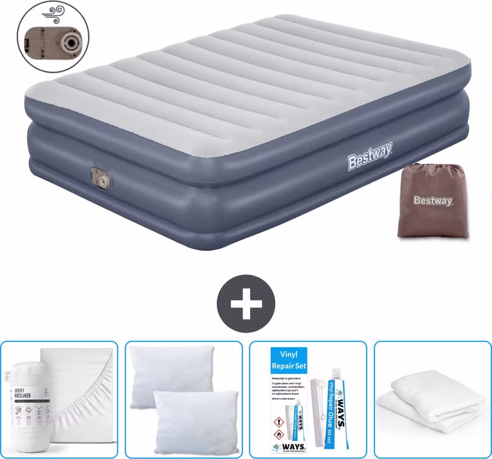 Materasso gonfiabile Bestway - 2 persone - 152 x 203 x 51 cm - Grigio - - Accessori inclusi