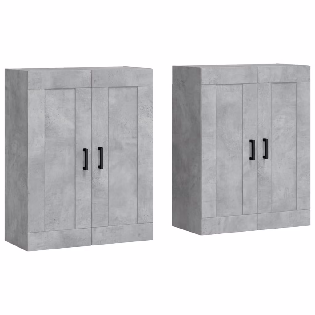 Armadietti a Parete 2 pz Grigio Cemento in Legno Multistrato
