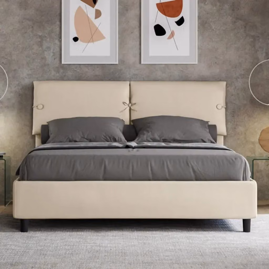 Letto matrimoniale contenitore Sleeper Ityhome imbottito in similpelle beige L/P: 160 x 200 cm – 2