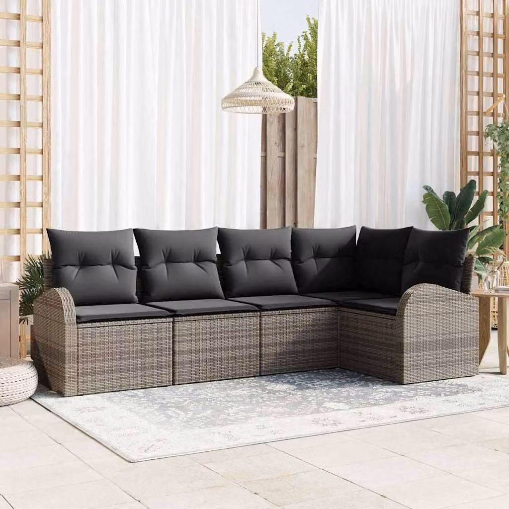 Maison Exclusive - Set Divano da Giardino con cuscino 5 pcs Grigio polyrattan