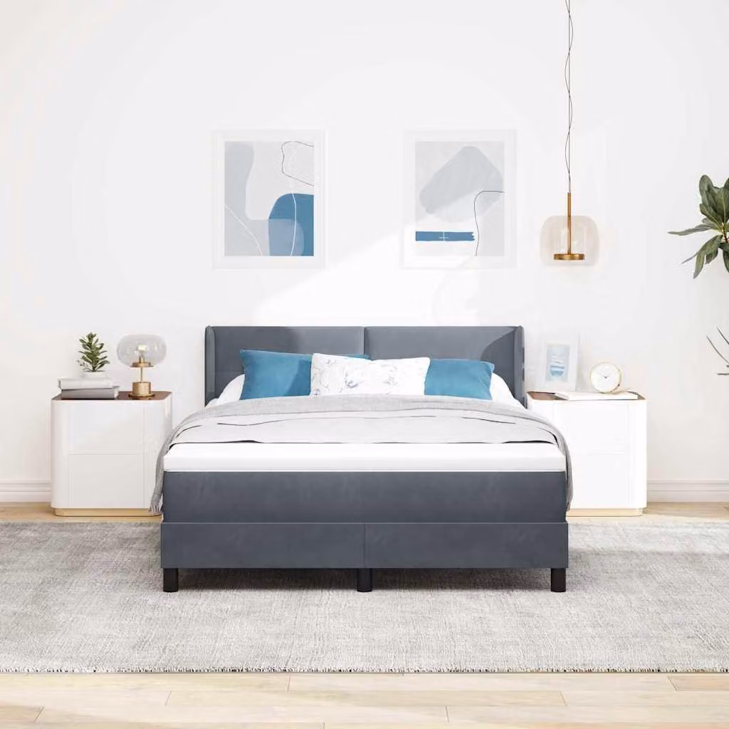 Maison Exclusive - Letto boxspring con testiera grigio scuro 200 x 160 cm in velluto