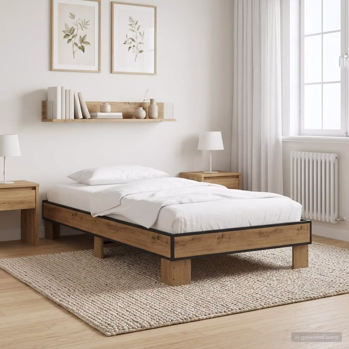 Struttura del letto moderna vidaXL in legno color rovere con doghe piatte L: 200 cm, P: 80 cm, H: 83 cm
