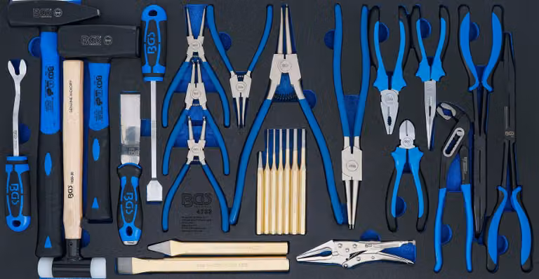 BGS-4793 Inserto per carrello da officina XL: set di martelli, pinze e scalpelli 28 pz.