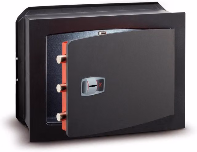 Cassaforte a muro Technomax ATK/7 in acciaio nero con chiave a doppia mappa e porta 10 mm L/P/H: 48,0 x 28,0 x 42,0 cm