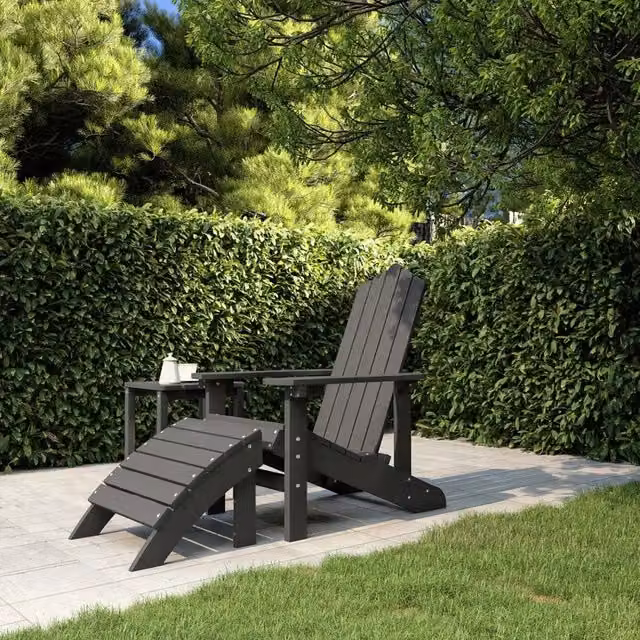 Sedia da Giardino Adirondack con Poggiapiedi Antracite in HDPE 318646