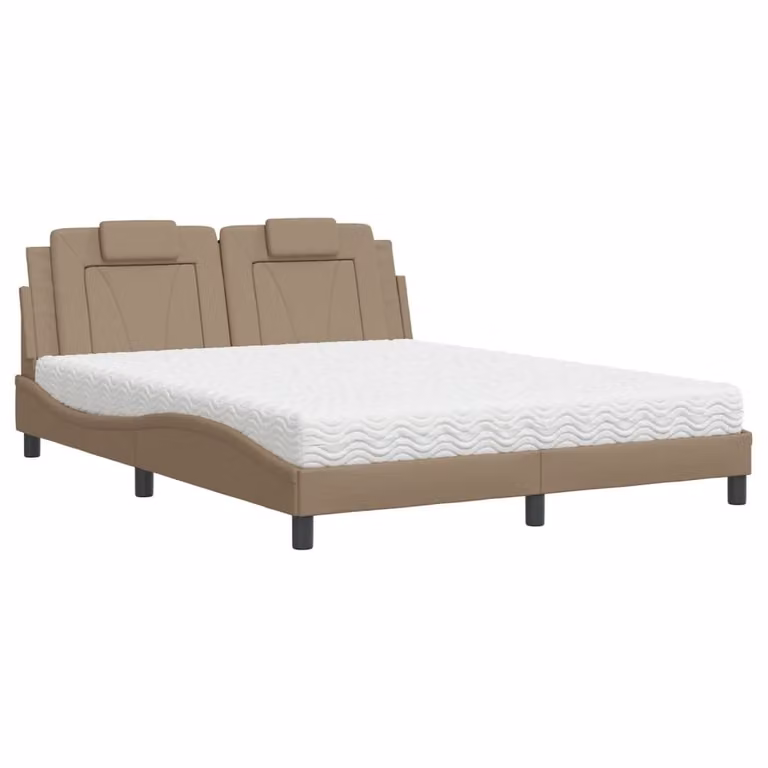 Letto "Viana" di design, con materasso cappuccino, dimensioni 160x200 cm, rivestito in ecopelle