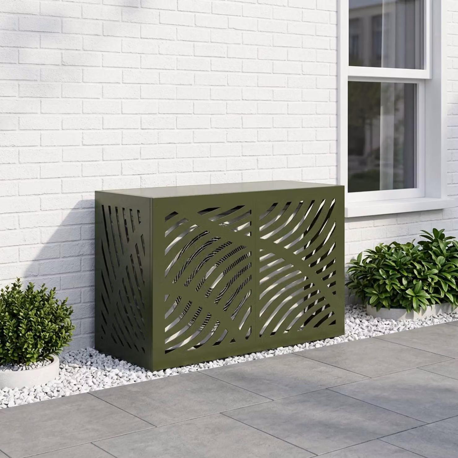 Copertura per condizionatore d'aria vidaXL Verde Oliva L 90 cm, P 40 cm, H 60 cm