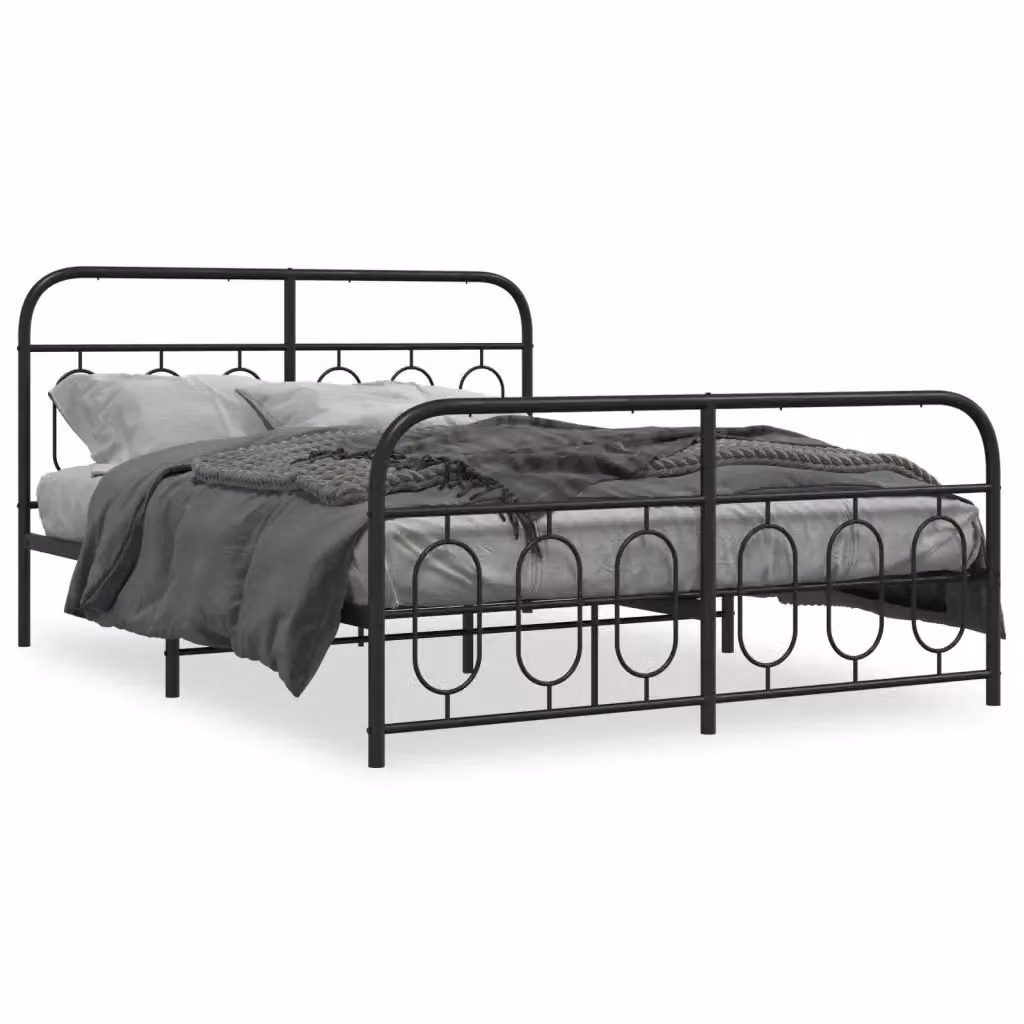 Giroletto vidaXL con testiera e pediera in metallo nero L/P/H: 140 x 190 x 146 cm – 2