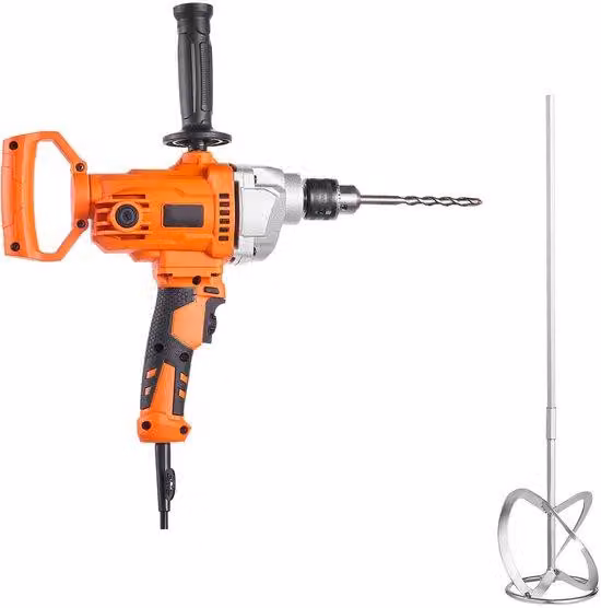 Miscelatore elettrico da 5/8 di pollice con cavo, velocità da 0 a 850 giri al minuto, potenza di 3,2 A, impugnatura ergonomica per utensili da miscelazione e perforazione, adatto per cemento, vernici e mangimi per animali