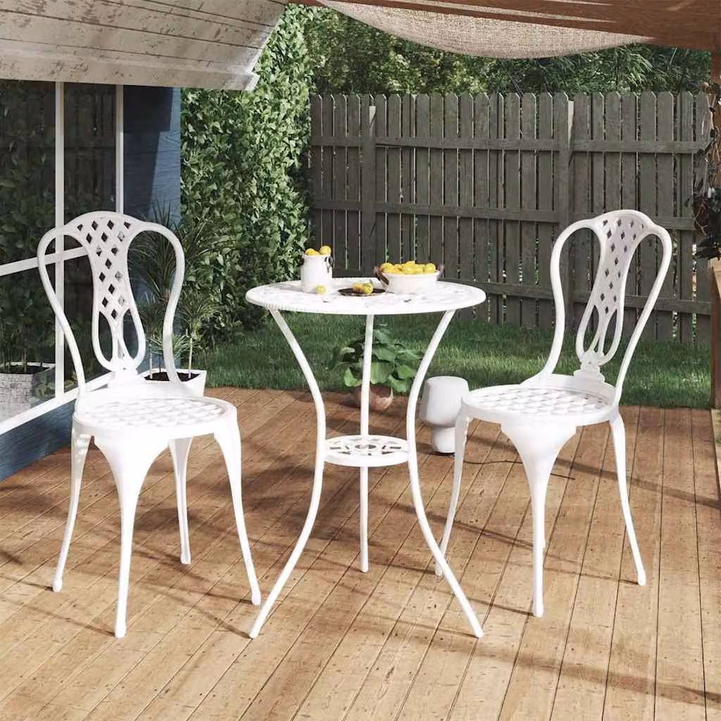 Set da Bar vidaXL in Alluminio Pressofuso Bianco 3 Pezzi