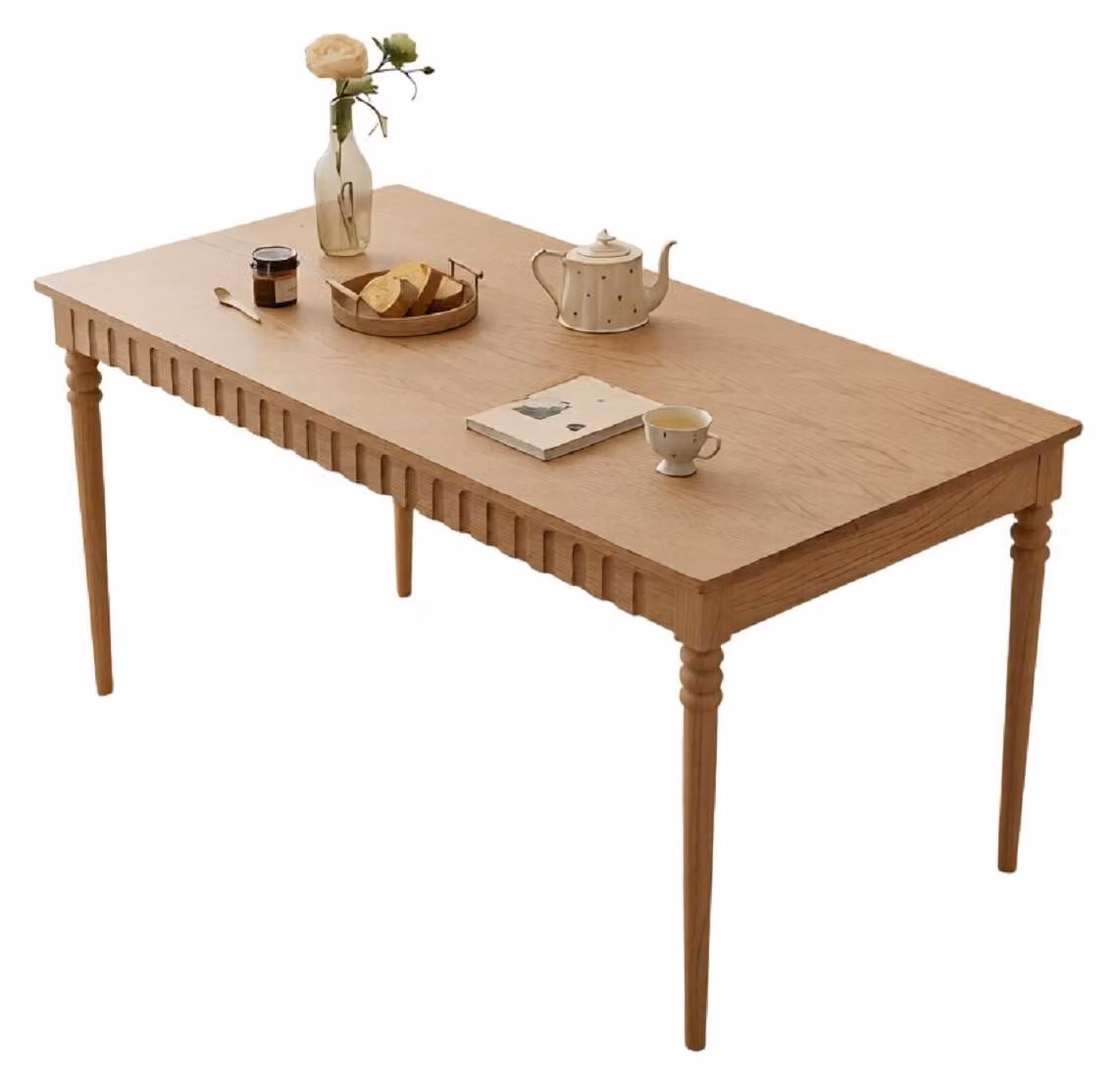 Tavolo da pranzo marrone, design moderno, realizzato con legno di alta qualità, ideale per arredare ambienti eleganti