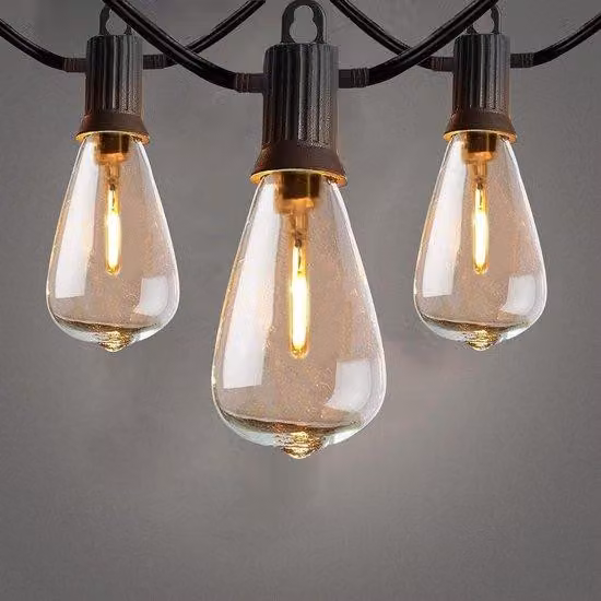 Ghirlanda luminosa a LED da 7,6 metri, 12 lampadine LED ST38, inclusa 1 lampadina di ricambio, per terrazza, feste, giardino, balcone e interni resistenti all'acqua