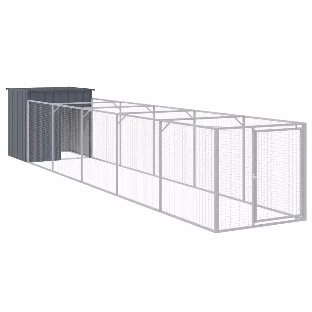 Casetta per cani vidaXL in metallo antracite resistente alle intemperie L: 609 cm, P: 110 cm, H: 110 cm – 2