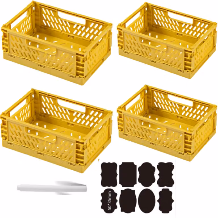 Solidchoice - Set di 4 contenitori pieghevoli in plastica, impilabili