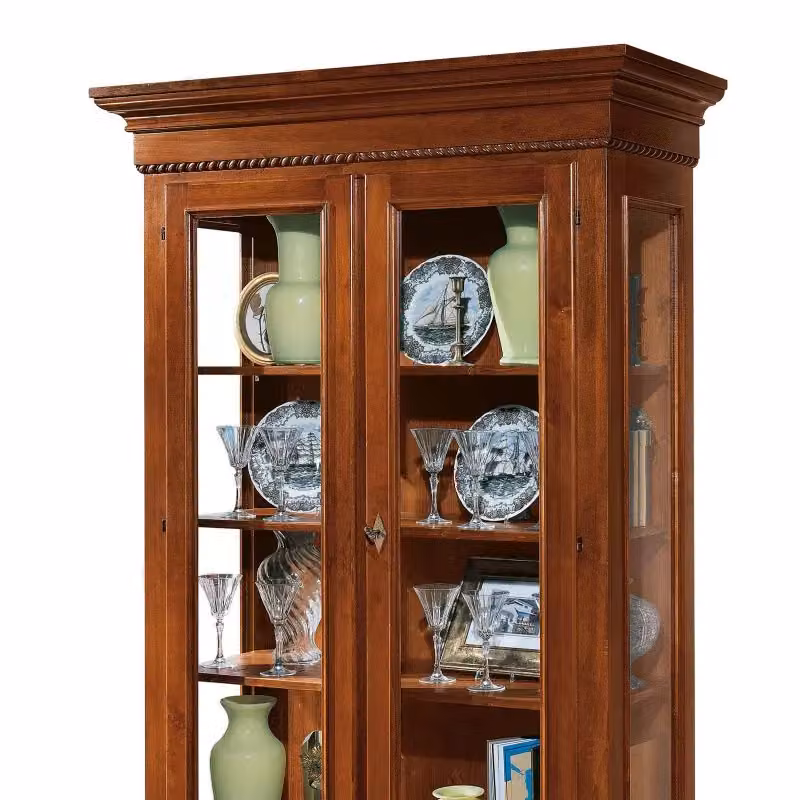 Vetrina Mobili 2G con 2 porte in vetro e 2 cassetti in legno color noce L/P/H: 125 x 48 x 196 cm – 4
