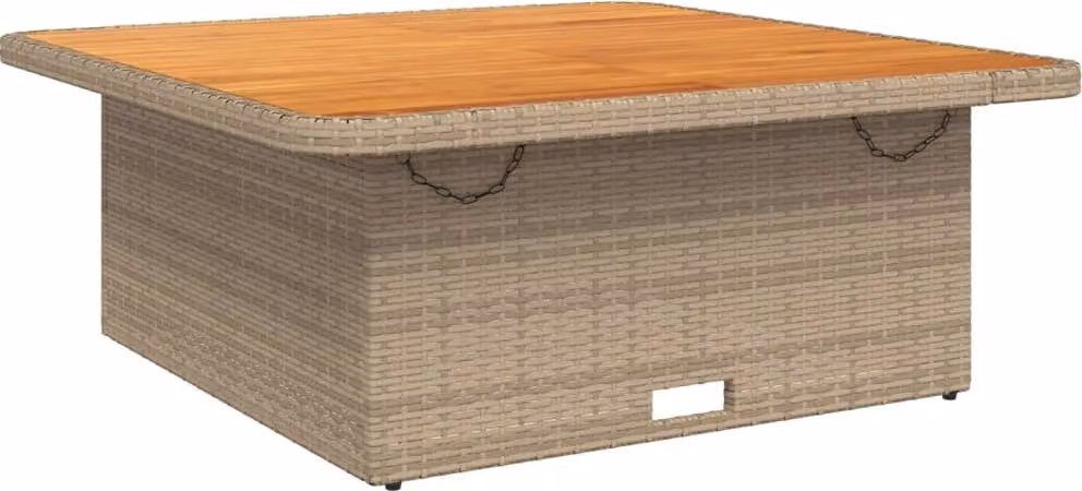 Tavolo da Giardino Beige 110x110x71cm Polyrattan e Legno Acacia