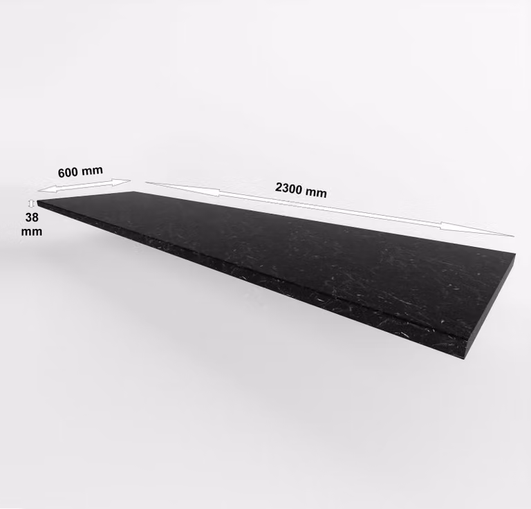 Piano di lavoro da 230 cm, spessore 38 mm, in marmo ROMA opaco, per cucina. Modelli disponibili: Siena, Monza, Arona