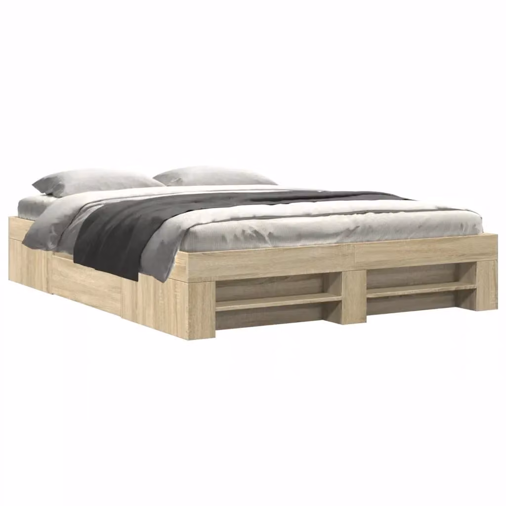 Giroletto senza materasso vidaXL in legno color rovere con doghe fisse L: 150 cm, P: 200 cm, H: 153 cm – 2