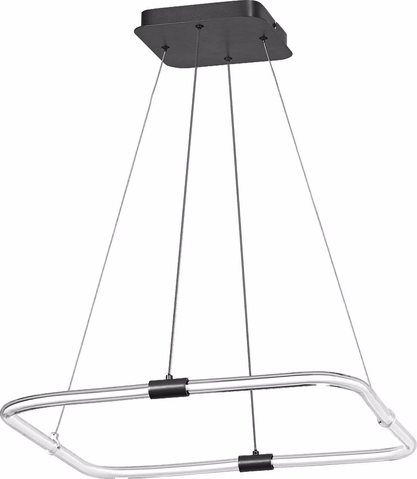 LEDVANCE Decor Tetragon apparecchio a sospensione in policarbonato curvo con LED e design a filamento, 18 W, 2000 lm, 3000 K, 830 bianco caldo, , Click dimmerabile, grigio scuro, plastica (PC)