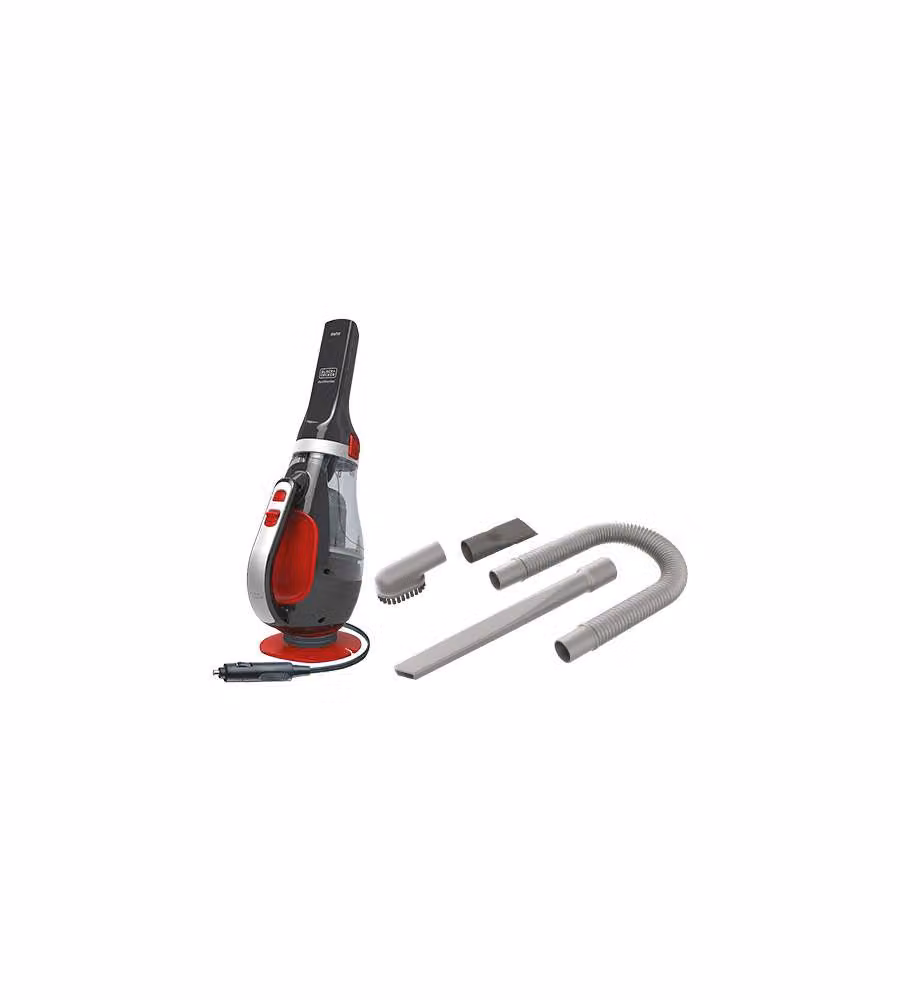 Mini aspirapolvere per auto Black & Decker ADV1200, Rosso, Grigio e Nero, Potenza 56 W, Contenitore 0,61 l – 2