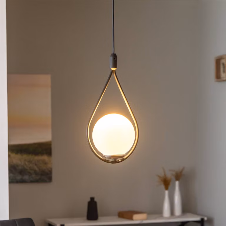 Lampada a sospensione in vetro Mudoni MR-937 Opviq, dimmerabile, Nero, Soggiorno / Sala da pranzo, Vetro, Moderno, Lampada a sospensione