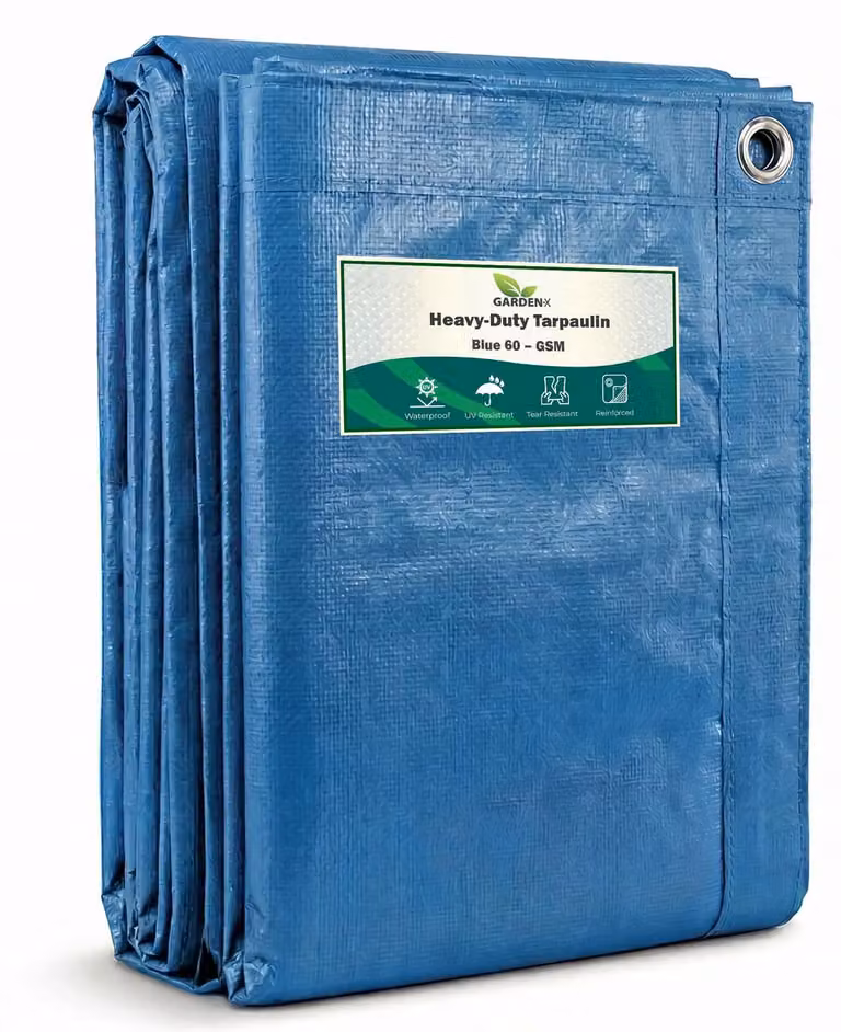 Telo di copertura impermeabile polietilene - Blu - 2 x 3 m - 60 g/m² - Anelli in alluminio