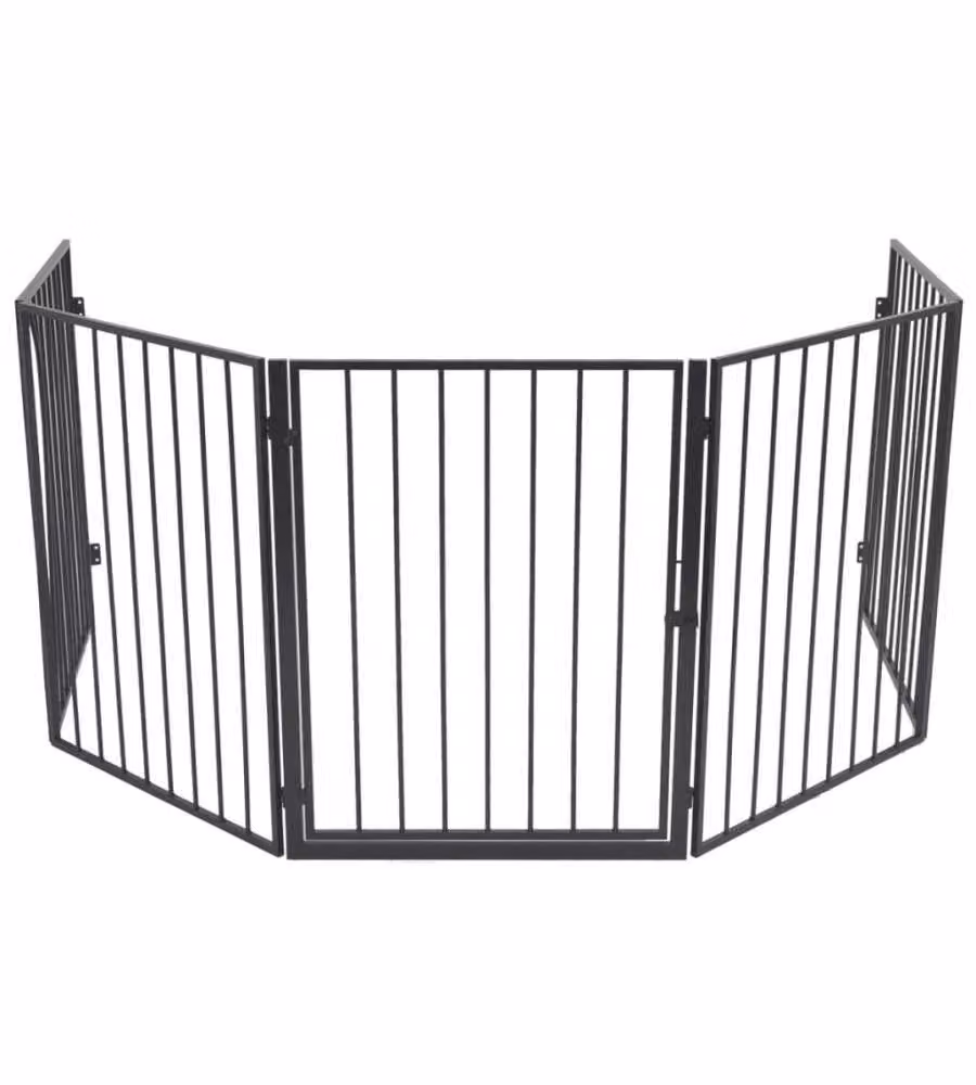 vidaXL Cancelletto di Protezione per Camino e Stufa in Acciaio Nero L/P/H: 123 x 76 x 42,1 cm – 2