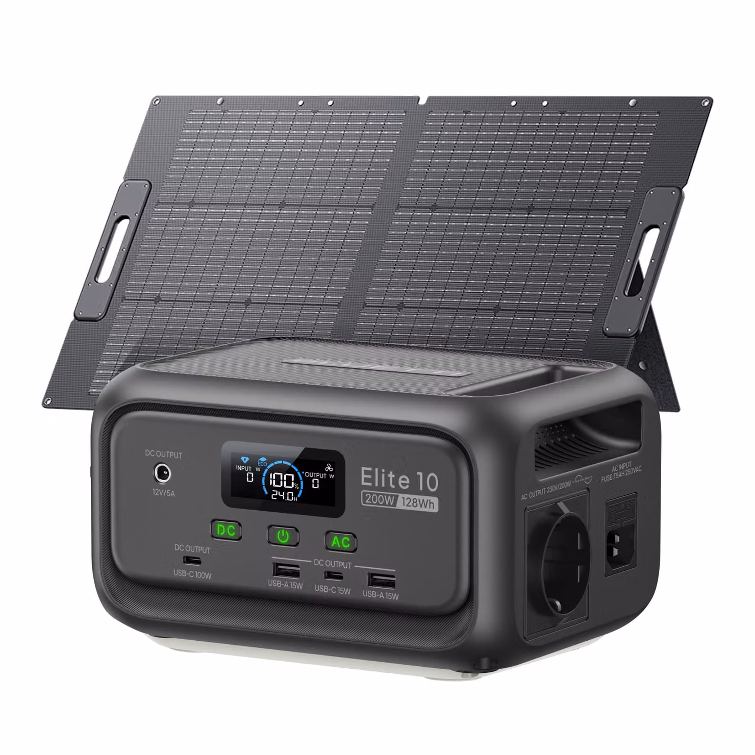 BLUETTI Elite 10 Mini: stazione di ricarica portatile con pannello solare da 100 W, batteria LiFePO4 da 128 Wh, generatore solare a ricarica rapida per campeggio, viaggi e attività all'aperto