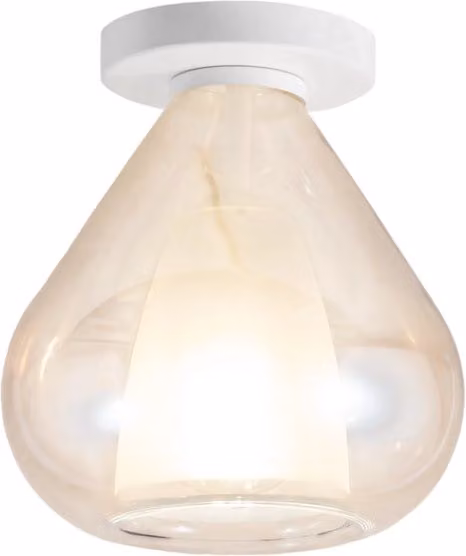 Lila Fabas Luce Lampada da soffitto rotonda in metallo e vetro, Colore Ambra, Diametro: 20 cm