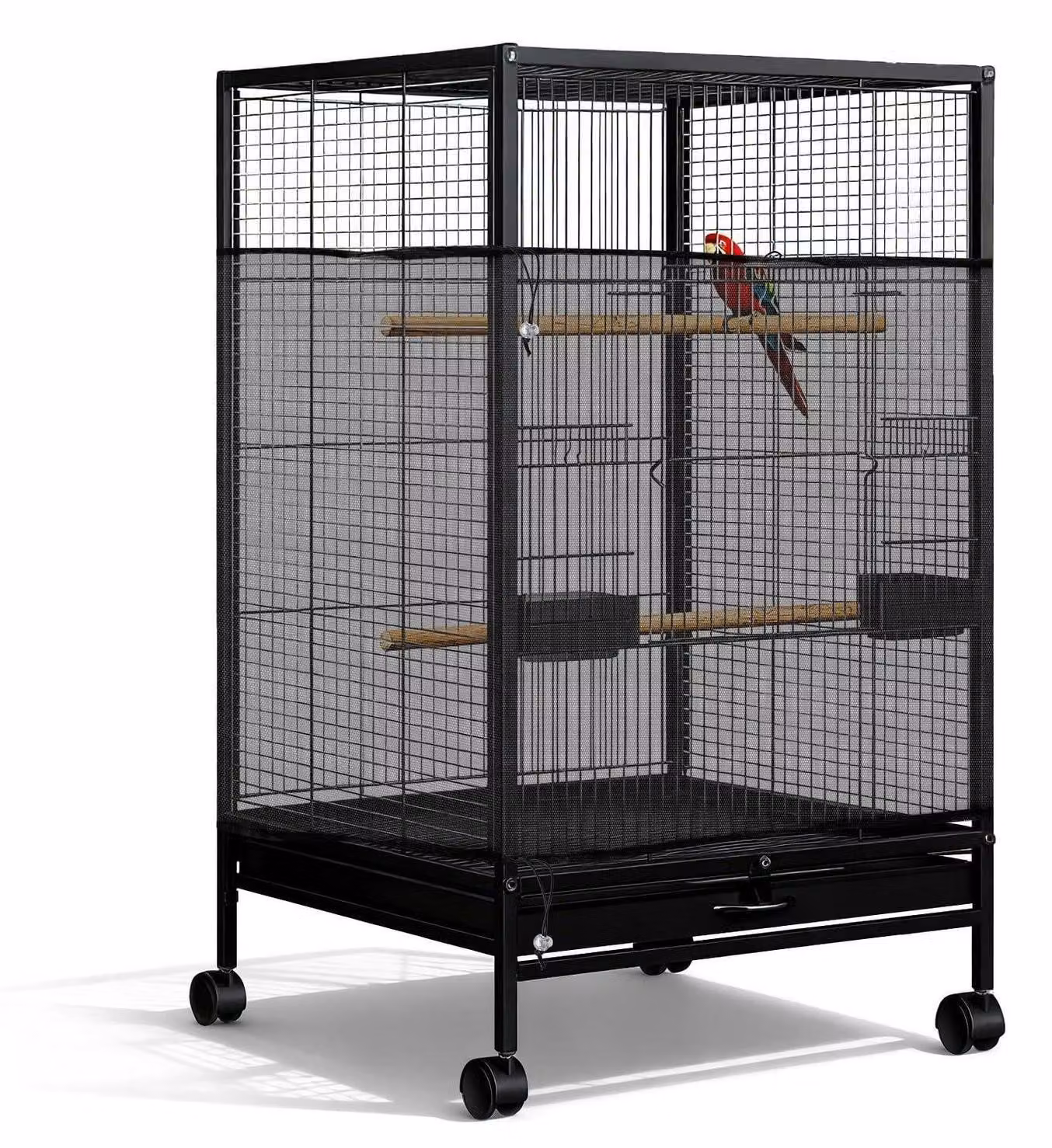 Copertura regolabile per gabbia per uccelli, con sistema di raccolta semi, dimensioni 300x80 cm