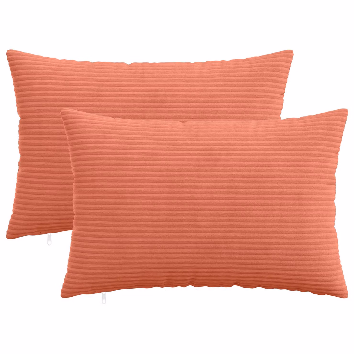 Set di 2 federe vidaXL HEERLEN in velluto a coste, Rosso Arancio, L 40 cm x P 60 cm