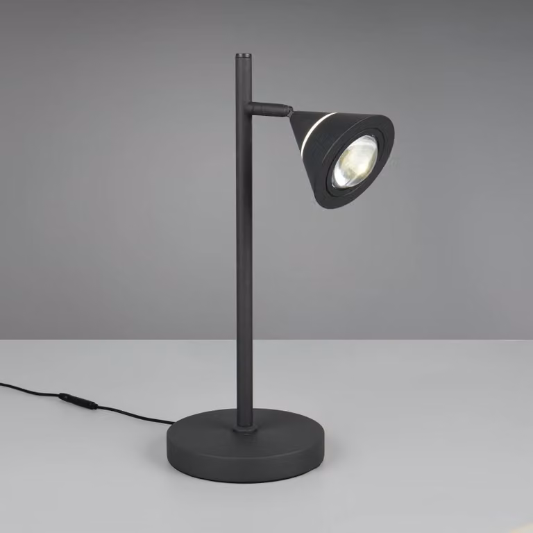 Trio Lighting Lampada da tavolo a LED Romeo, dimmerabile, Nero, Soggiorno / Sala da pranzo, Metallo, Moderno, Lampada da tavolo LED