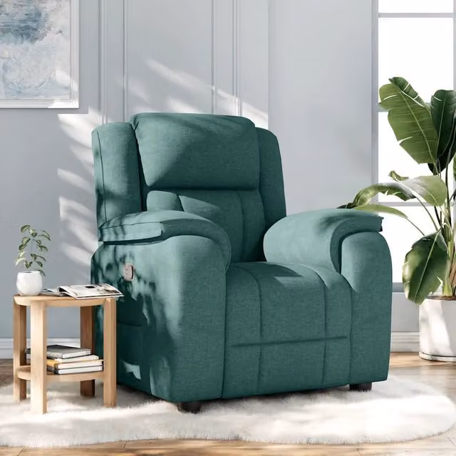 Divano Sedia-Poltrona Reclinabile in Tessuto Verde Scuro 599536