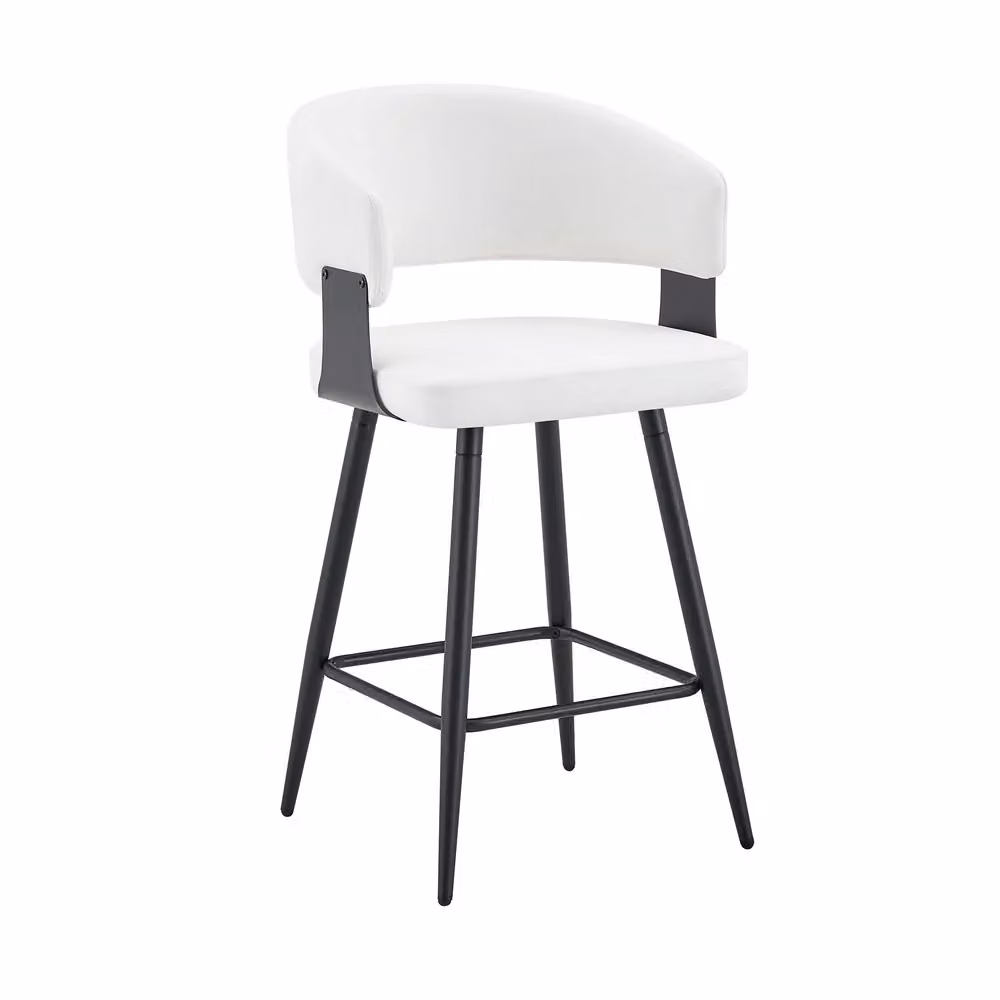 Set di 2 sgabelli da cucina con schienale Minimal in similpelle bianca e struttura in metallo, design moderno – 2