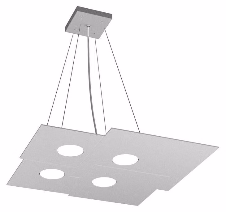 Sospensione Moderna Plate Metallo Grigio 4 Luci Gx53